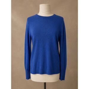 Halogen Sz M 100% Cashmere Crewneck Sweater Cobalt Blue Long Sleeve